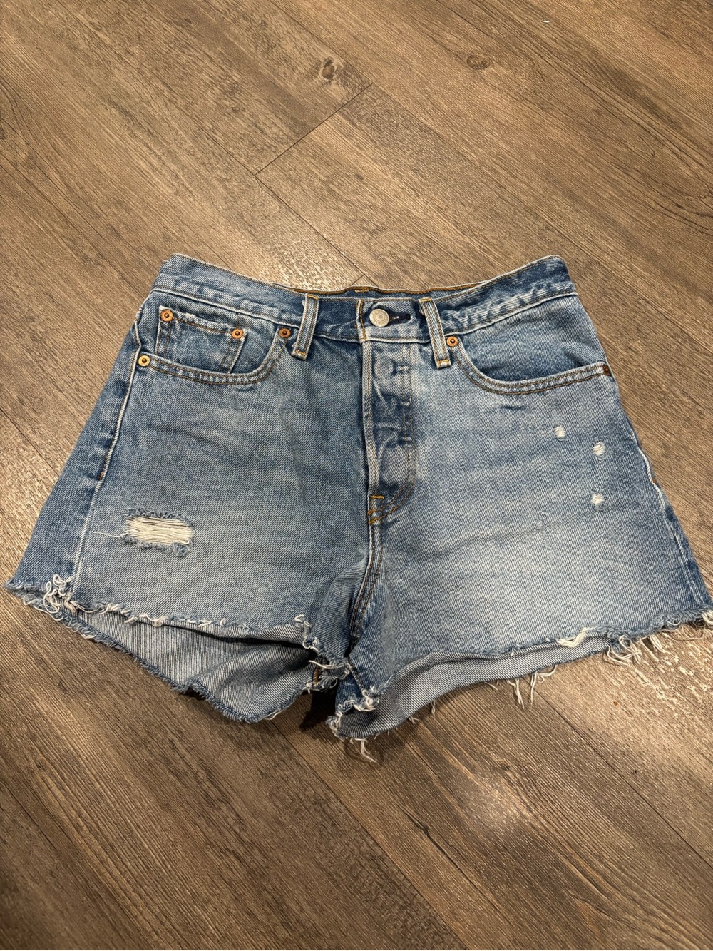 Levi's Light Blue Distressed Cutoff Denim Shorts